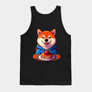 Shiba Inu Loves Strawberry Pancakes Tank Top